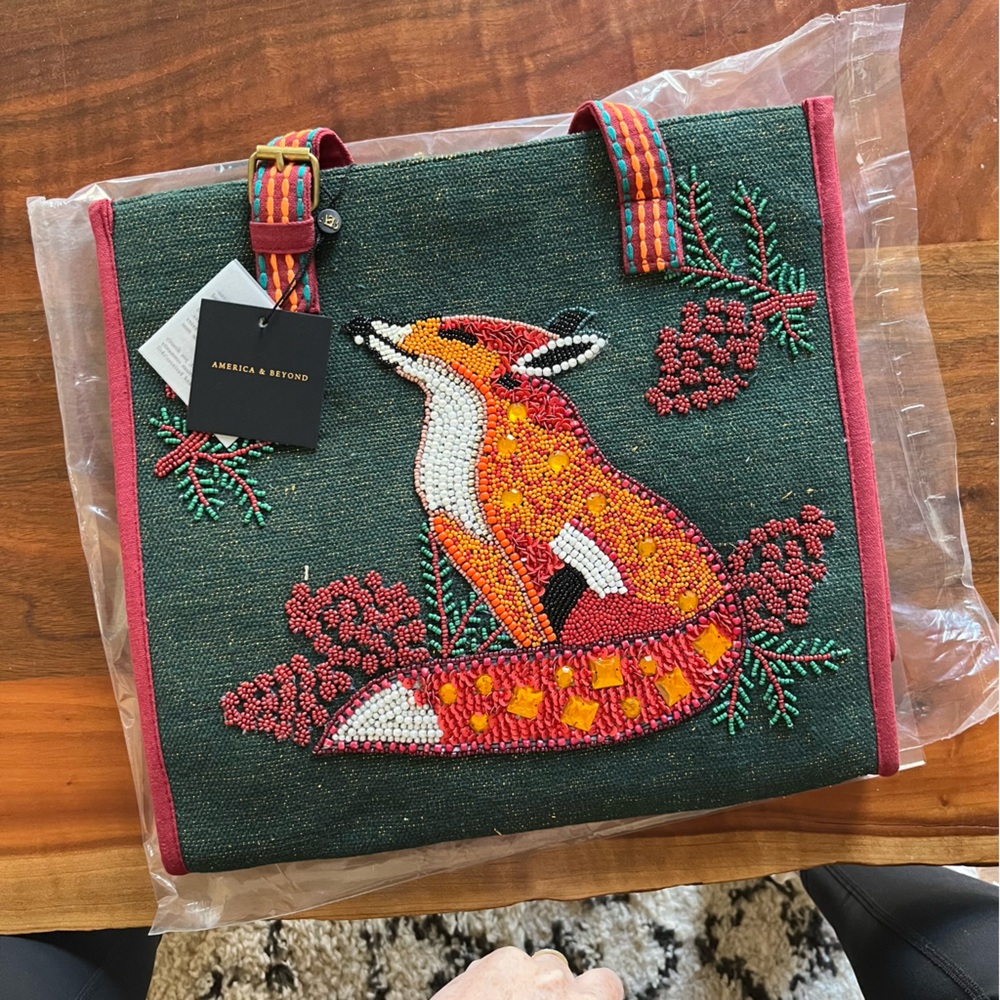 America & Beyond embellished, beaded tote